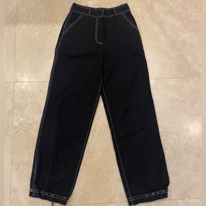 Black and White Stitched Cargo Pants XS